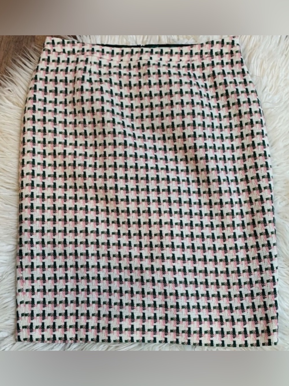 Boden Clara Tweed Pencil Skirt Pink Green Size 10